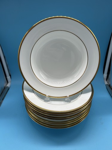 Wedgwood California Bone China Soup Bowls W4377 White W/Gold Rim 8-1/16” - Picture 3 of 5