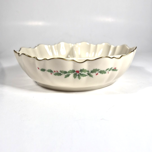 Lenox Holiday Dimension 3-teilig geteilt Gewürzteller 8 ̈ Stechpalme Beere Goldrand - Bild 2 von 5