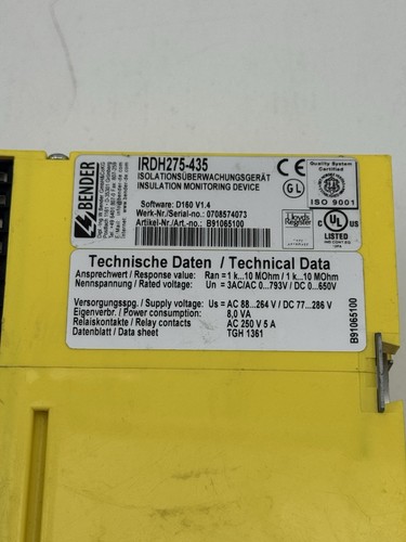 BENDER IRDH275-435 INSULATION MONITORING DEVICE IRDH275 - Picture 4 of 4