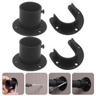 4 Pcs Closet Rod Flanges Stainless Steel Rod Brackets Black for Wall Use