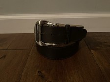 MICHAEL KORS 553811 Dark Brown Genuine Leather Silver Buckle Waist Belt -Adult M
