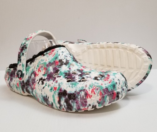 Crocs zoccoli foderati pelliccia sintetica tie dye scarpe classiche uomo 9 donna 11 sandali 206341 - Foto 3 di 14