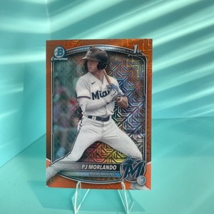 2025 Bowman Chrome #BCP-91 PJ MORLANDO 1st Bowman Mojo Orange Refractor /25
