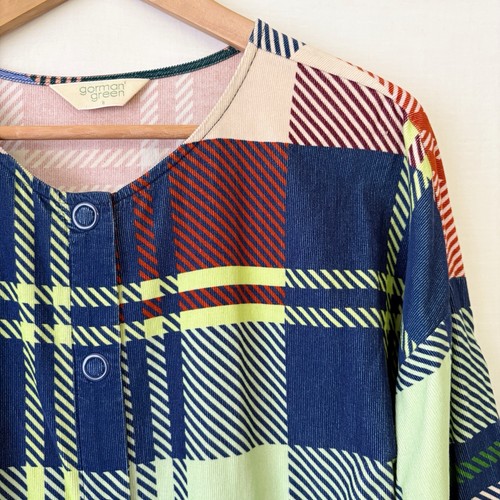 Gorman Green Dress Size 8 Tartan Trip Corduroy Cotton Smock Plaid Colourful - Picture 4 of 12
