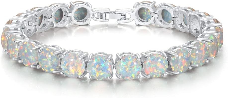 Rhodium Plated Created White Fire Opal Women Jewelry One Size,