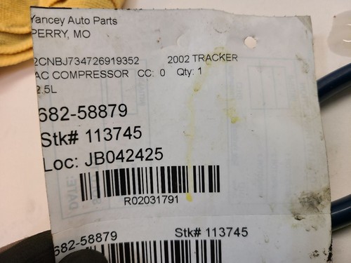 2001-2004 CHEVROLET TRACKER AC Compressor 30025286 01-04 - Picture 9 of 12