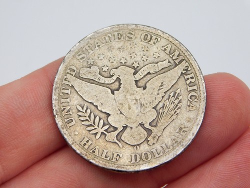1908 O UNITED STATES OF AMERICA BARBER HALF DOLLAR SILVER COIN - Picture 2 of 4
