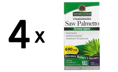4 x Natures Answer Saw Palmetto Extract, Capsules - 120 vcaps (249,98 EUR/kg)