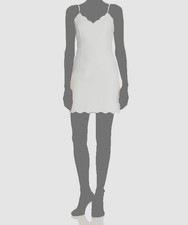 AQUA Women's White Scalloped V-Neck Sleeveless Sheath Dress Size S