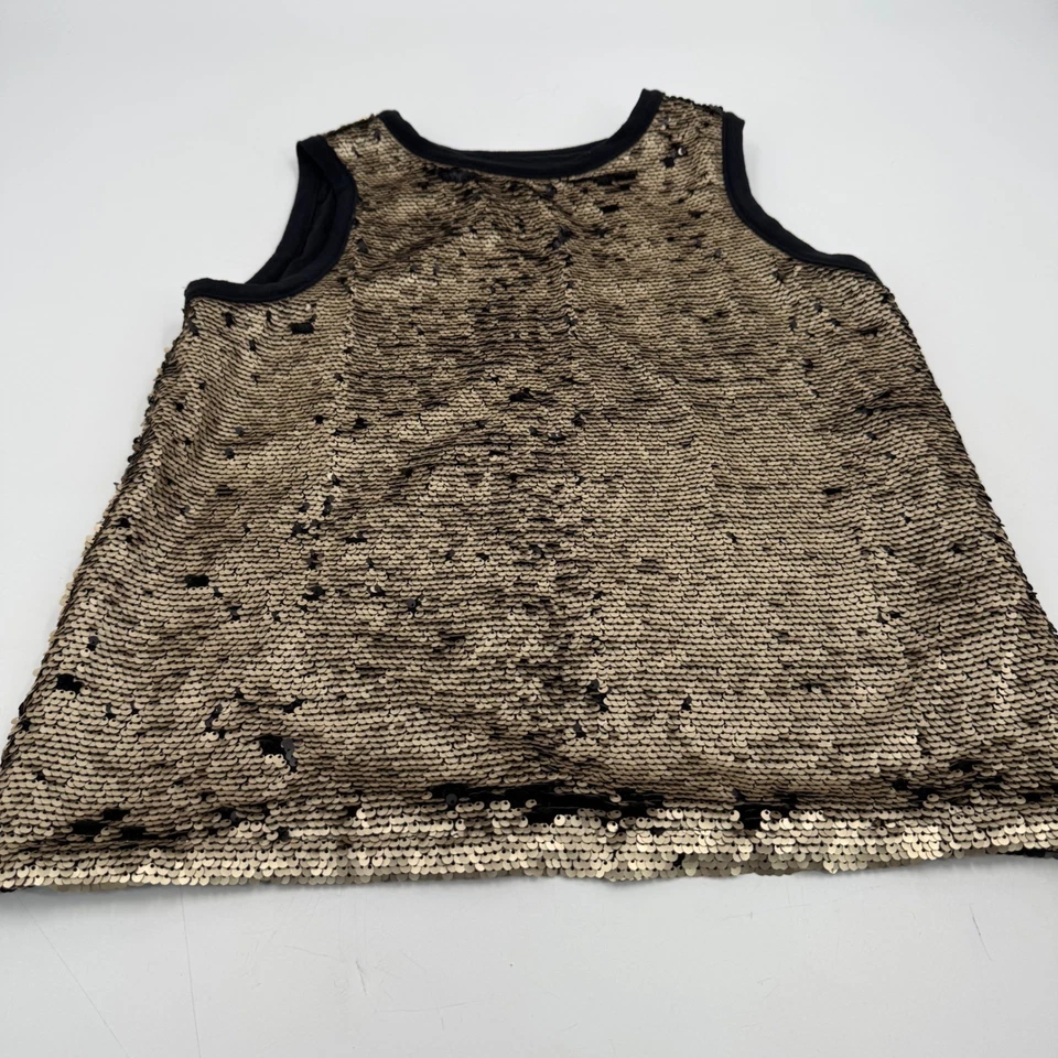 Camiseta sin mangas GAP Girls lentejuelas negra y dorada sin mangas fiesta brillante XS Foto 2 de 4