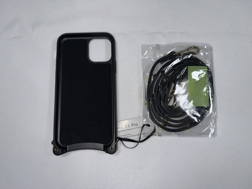 Bandolera para iPhone 11 Pro Emma Cuero Negro Tono Dorado Tachuelas Correa Tachonada NUEVA - Imagen 3 de 4