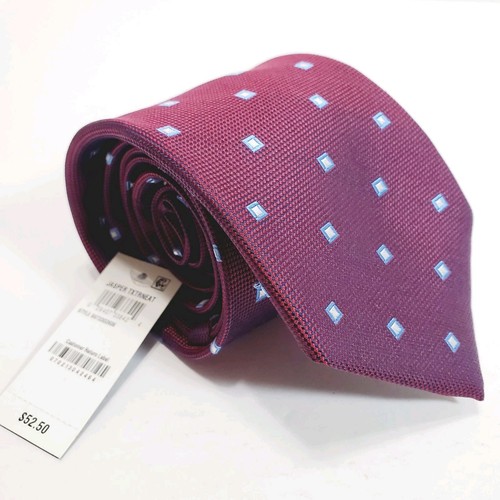 NWT Club Room Burgundy & Blue Geometric Men's Designer Silk Necktie Jacquard - Picture 1 of 4