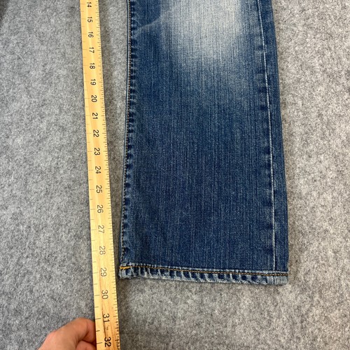 Pantalones de mezclilla para hombre Armani J08 calce cónico 34 30 lavado medio bigotes azules panal GA - Imagen 4 de 10