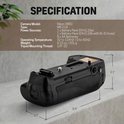 Green Extreme MB-D18 Multi-Power Battery Pack Replacement Battery Grip for Nikon - Picture 7 of 9