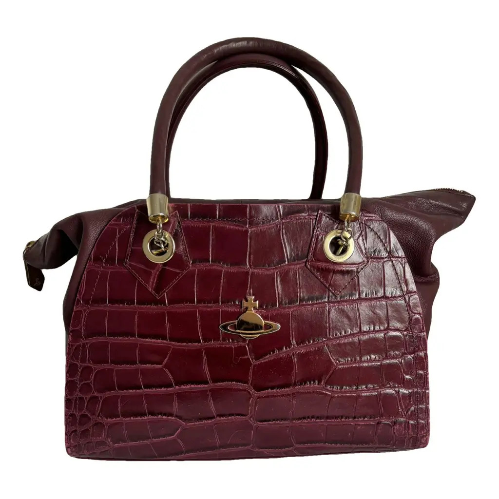 VIVIENNE WESTWOOD Plum Purple Croc Embossed Planet Leather Tote