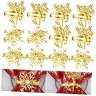 12Pcs Gold Christmas Napkin Rings - Deer and Snowflake Holders for Xmas 