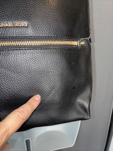 Michael Kors Rhea Zip Slim Medium Rucksack Pebbled Schwarz Gold Reißverschluss Neu Defekt - Bild 14 von 21