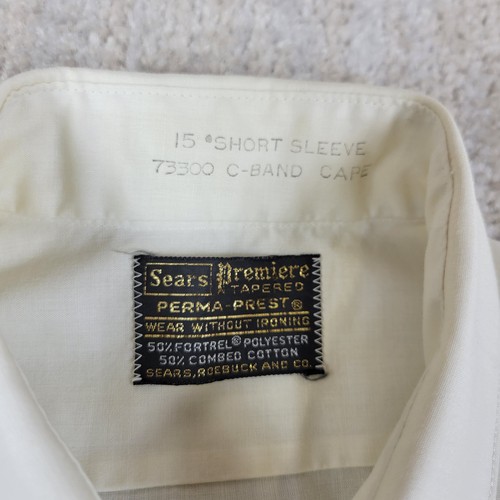 Vintage 70s Sears Roebuck Shirt Mens M 15 White C-band Cape Collar Button Up - Picture 5 of 11