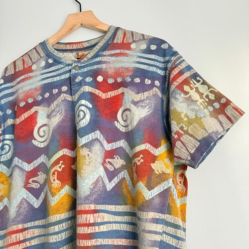 Vintage Chico’s 10 Years Southwestern Kokopelli Art To Wear Shirt Sz 1 Tie Dye - Picture 6 of 10