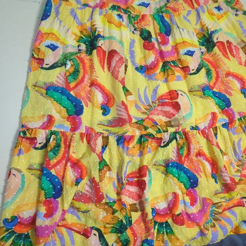 Farm Rio Anthropologie strukturiertes tropisches Maxikleid S bunt Papagei Schweizer Punkte - Bild 3 von 14