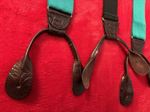 Tirantes Pelican para hombre verde Kelly con lengüetas marrones hechos en EE. UU. USADOS EN EXCELENTE ESTADO - Imagen 3 de 11