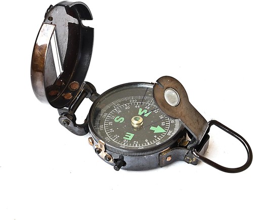 Brújula Lente Estilo Vintage Negra Militar Antigua Navegación Marina Artículo - Imagen 6 de 7