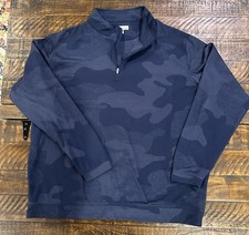 Peter Millar Crown Sport Men's Quarter-Zip Pullover Camouflage Pattern Navy XXL