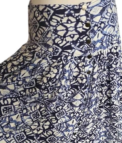 Falda Free People Lovers Dream Plisada Midi Botón 2 XS Azul Índigo Blanco Fluido - Imagen 11 de 15