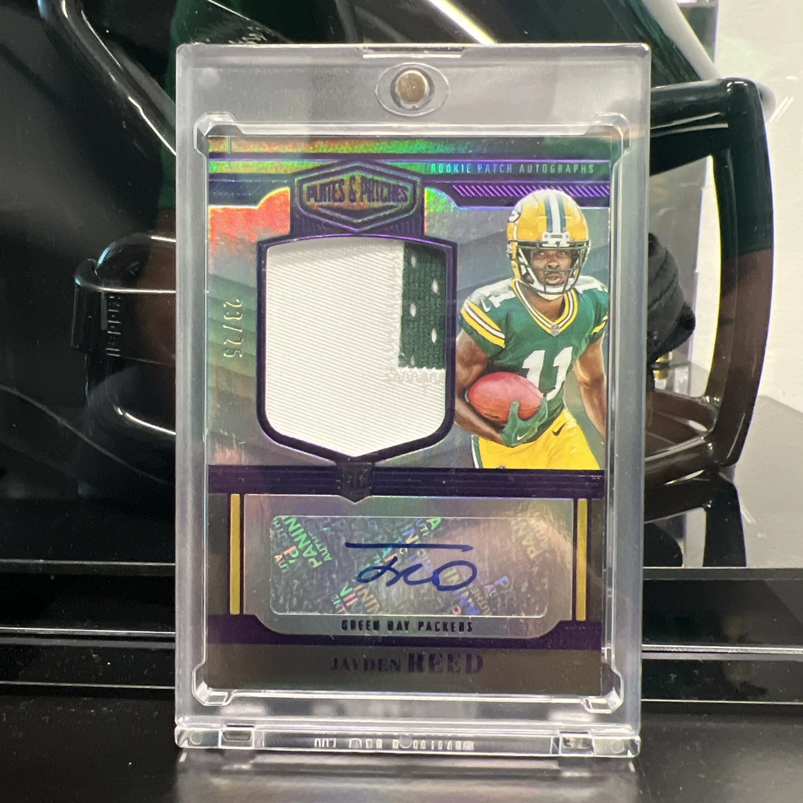 Jayden Reed Panini Plates & Patches Rookie Patch Autographs #RPA15 Purple