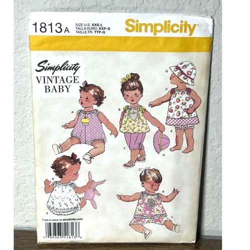 Simplicity 1813 Sew Pattern Baby Romper Dress Top Pants Panties Hat Uncut 2012 - Picture 1 of 2