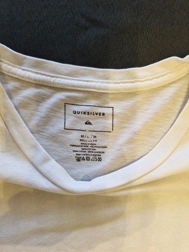 Quiksilver Mens T-Shirt Medium M White Surf Skate Tee Retro Logo Front & Back - Picture 2 of 4