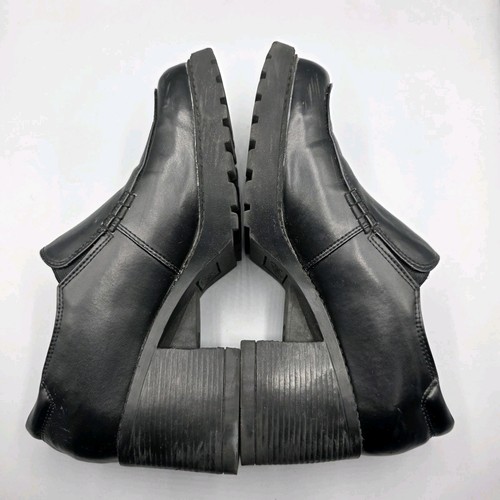 Lower East Side Vintage Y2K Womens 9.5 Wide Black Vegan Leather Loafer Chunky - Picture 7 of 13