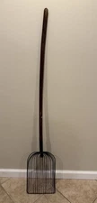 Antique Primitive Farm Coal Sifter Slotted Wire Shovel Wood Handle 50” Farm Deco
