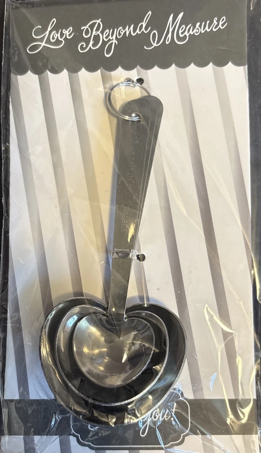 20 4 Pc Heart Shaped Stainless Steel Measuring Spoons “Love Beyond Measure” New