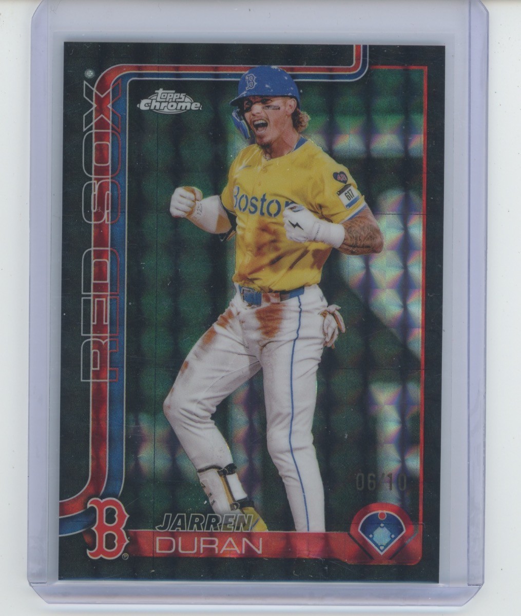 JARREN DURAN 2025 Topps Chrome #79 BLACK GEOMETRIC REFRACTOR SSP 6/10 Red Sox