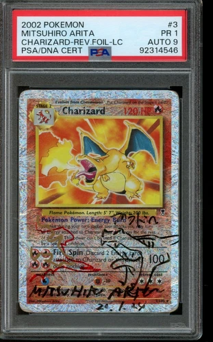 PSA 9 AUTO Pokemon Charizard Mitsuhiro Arita Legendary Reverse Foil 3/110