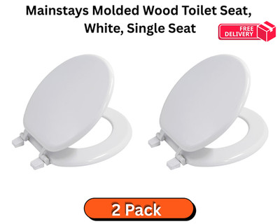 2 pack - Mainstays Round Molded Wood Toilet Seat - White - Free Shipping