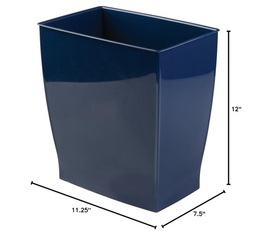 InterDesign Mono Kunststoff Papierkorb Mülleimer - Rechteckig, 11L, Navy - Bild 4 von 4