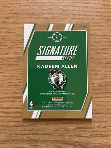 Kadeem Allen RC 2017-18 Panini Donruss Optic Signature Series Rookie Auto - Picture 2 of 2