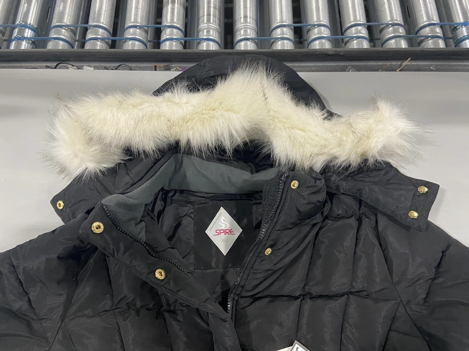 GALAXY BY HARVIC SPIRE BY GALAXY CRYSTAL 女士 PUFFER 外套,黑色,X-LARGE — 第 3/4 张图片