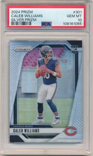 CALEB WILLIAMS 2024 PANINI PRIZM #301 RC ROOKIE SILVER PRIZMS SP PSA 10 GEM MINT