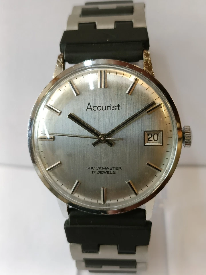 ACCURIST 17J CUERDA PÁTINA ESFERA GRIS SUIZA HOMBRE ESTADO DE FUNCIONAMIENTO Foto 3 de 4