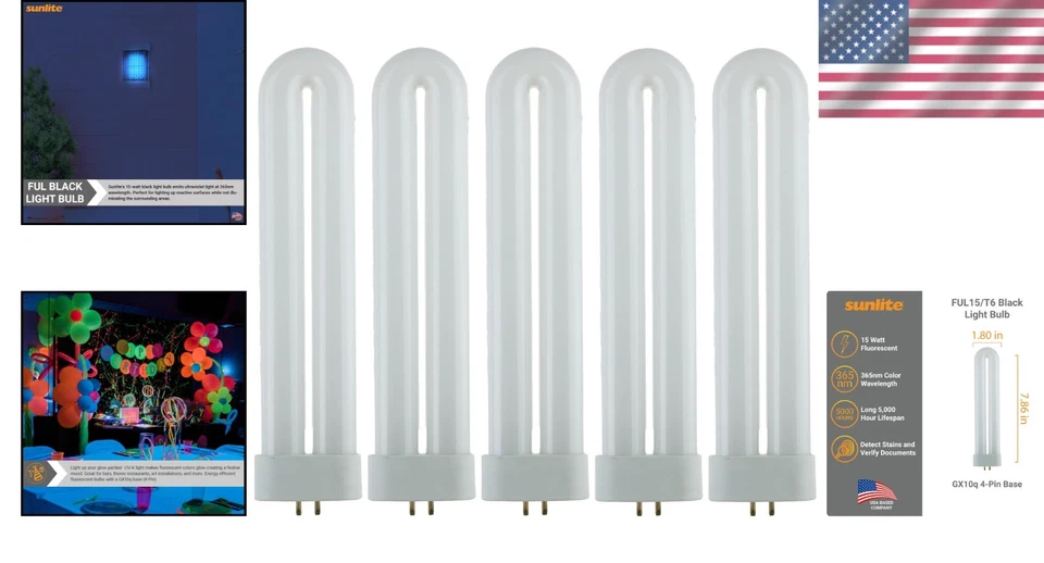 Festive Party Lights 5-Pack 365nm Blacklight - Image 2 of 4