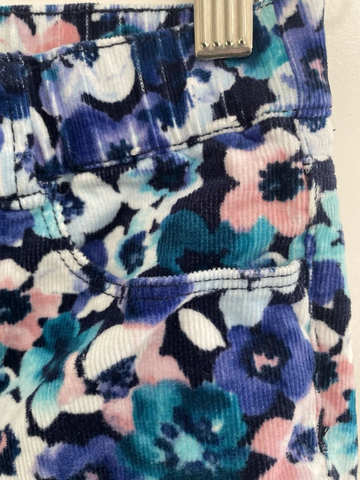 Calça Gymboree Kid Girl floral algodão elástico cintura veludo macio azul 6 - Imagem 3 de 4