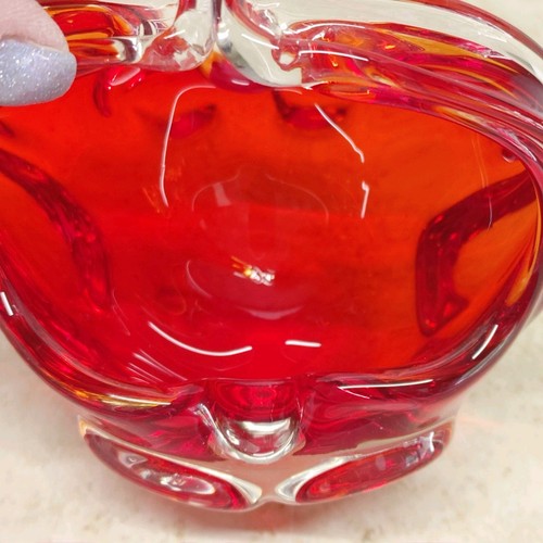 Red Art Glass Basket 5" Tall - Picture 7 of 17