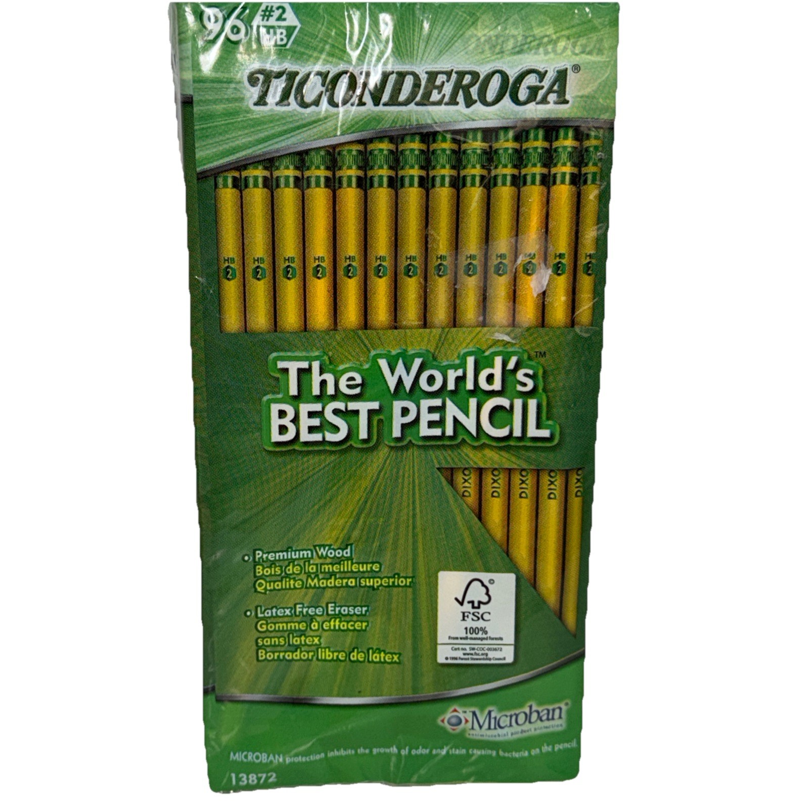 Dixon Ticonderoga No. 2 Woodcased Yellow Barrel HB Pencils, 96-Count (13872)