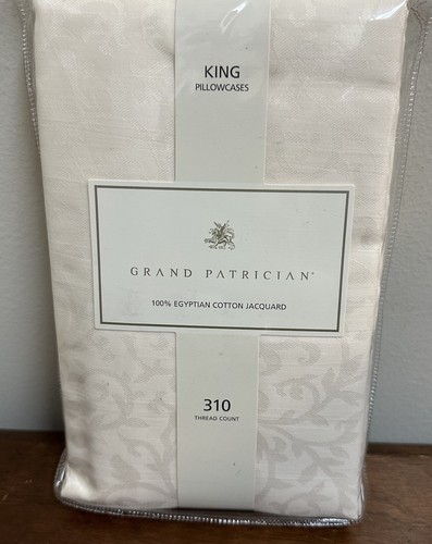 WestPoint Stevens Grand Patrician King Pillowcases 100% Egyptian Cotton Jacquard - Picture 1 of 7