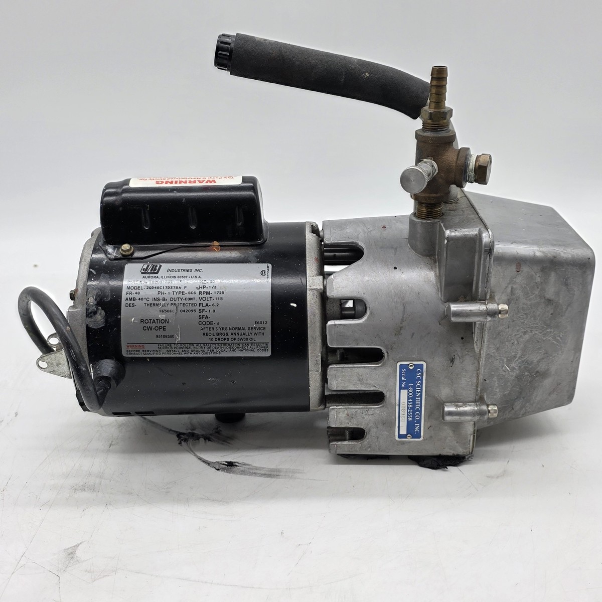JB Industries Vacuum Pump 1/3 HP 115V Single Stage HVAC