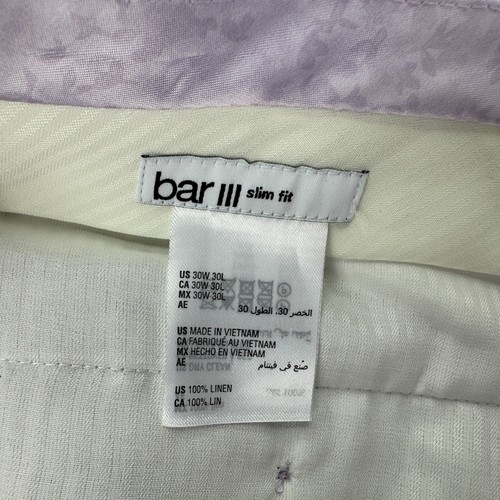 Pantalones de traje Bar III para hombre ajustados 100 % lino lavanda 30x30 - Imagen 4 de 4