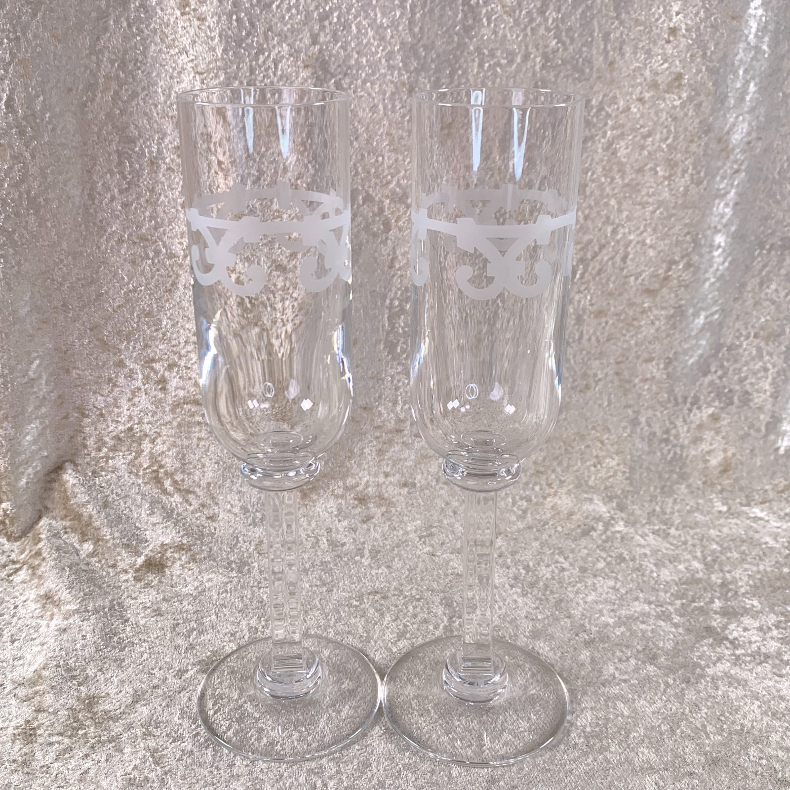 Hermes Crystal Champagne Glass Balcon de Guadalquivir Tableware Set of 2 w/ Box thumbnail 4